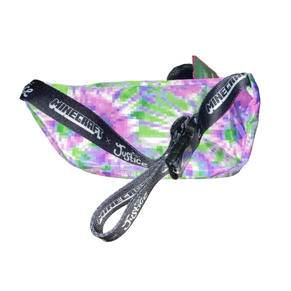 Justice Minecraft Iridescent Pyramid Pixel Printed Sling Bag - Picture 9 of 10